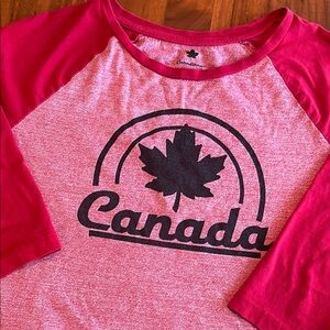 Canada Red Kids Raglan Crew Shirt 100% Cotton Canadiana M